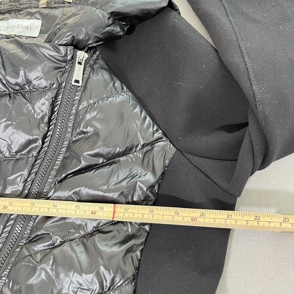 Calvin Klein Down Jacket Women Large Stretch Feather Panels Hooded Winter Parka - Picture 10 of 15